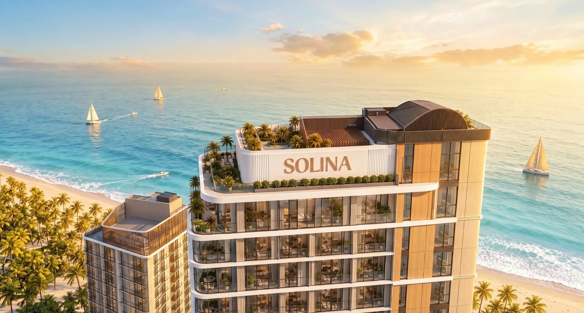 Phối cảnh phần đỉnh công trình SOLINA hướng ra biển
